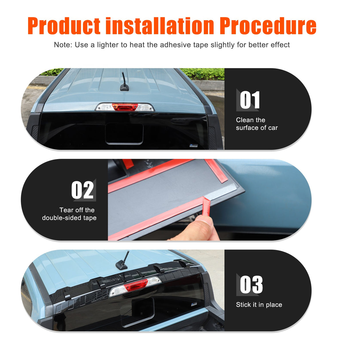 Glossy Piano Black ABS Rear Roof Spoiler Trim For Ford Maverick 2022+ 8