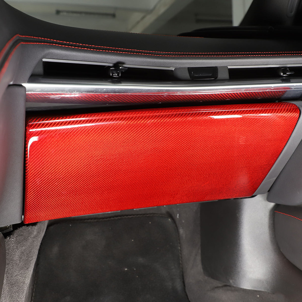 Red Real Carbon Fiber Full Interior Set Decor Trim Kit for Corvette C8 20-25 - Styles 46-50 47