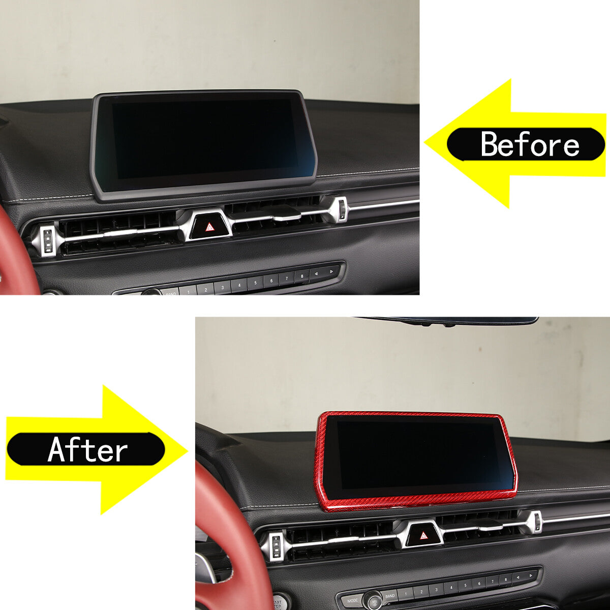 Red Carbon Fiber Console Navigation GPS Panel Trim For Toyota Supra 19-24 2