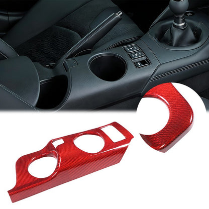 Red Real Carbon Fiber Center Console Cup Holder Panel Trim For Nissan 400Z 23+ 17