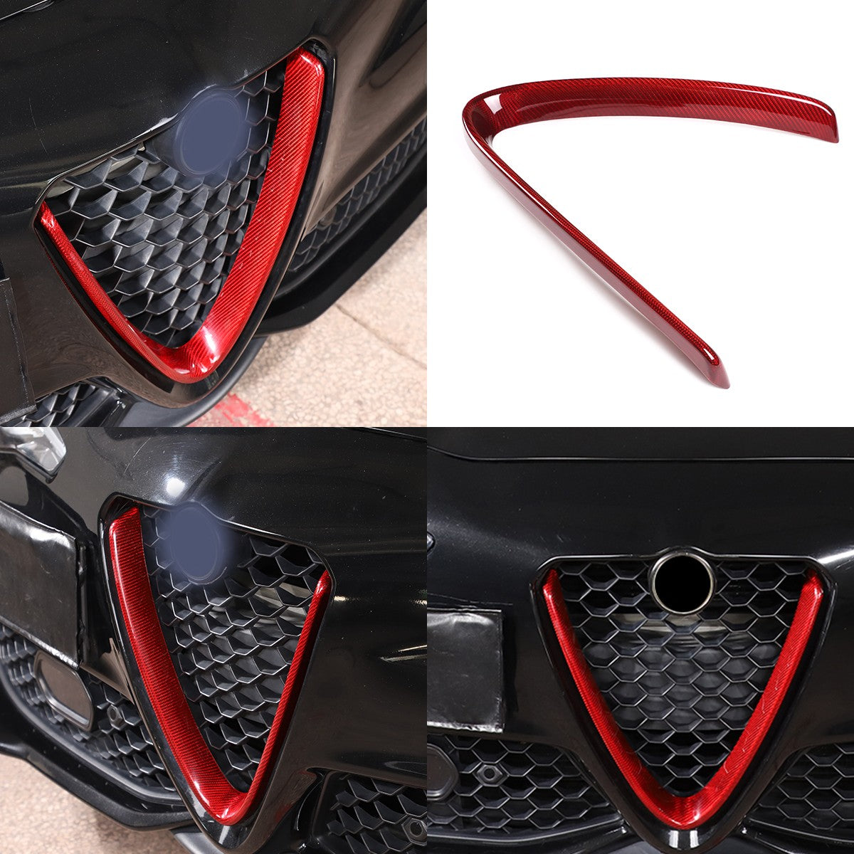 Red Real Carbon Fiber Grille V-Shape Trim Frame For Alfa Romeo Giulia 2017+ US 20