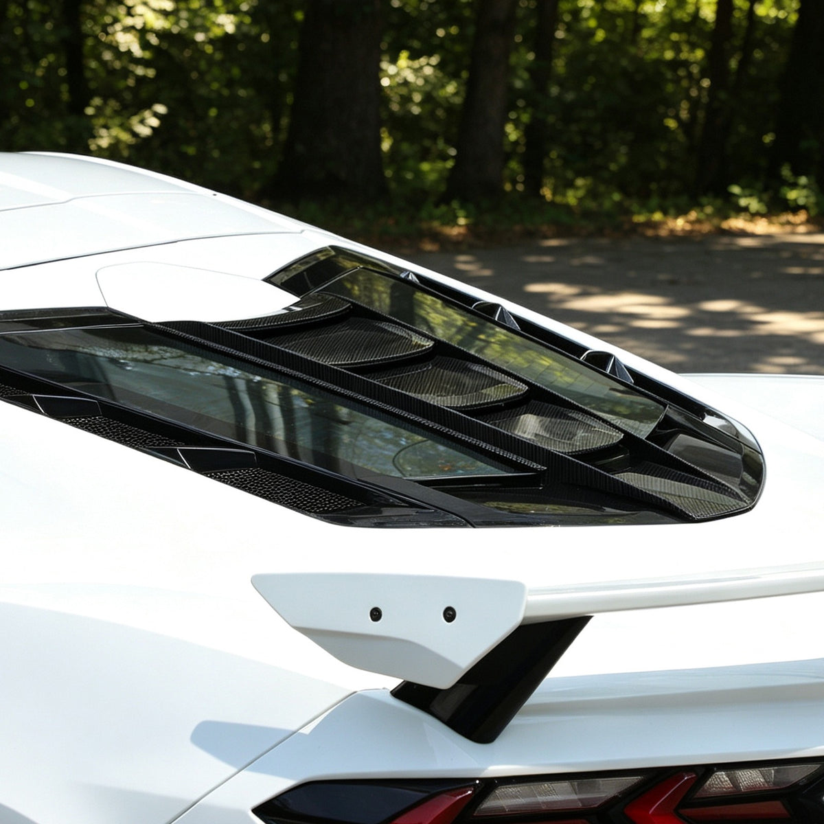 Carbon Fiber ABS Rear Split Window Applique Louver Trim For Corvette C8 Z51 20+ 21