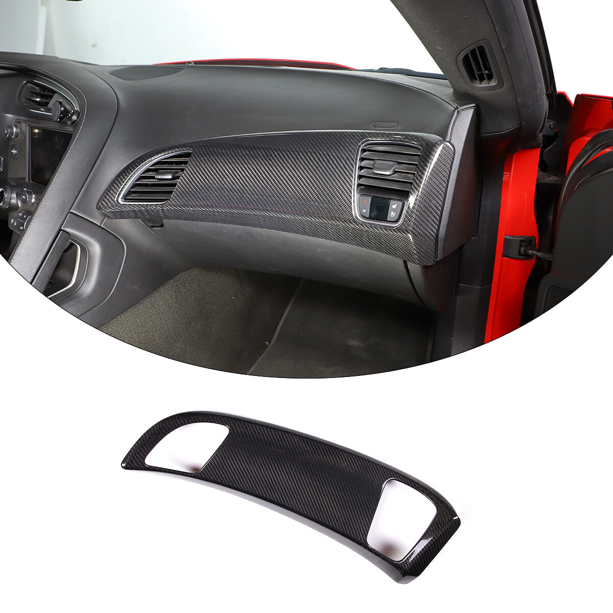 Real Carbon Fiber Passenger Side Dashboard Panel Cover For Trim Corvette C7 14+ 8