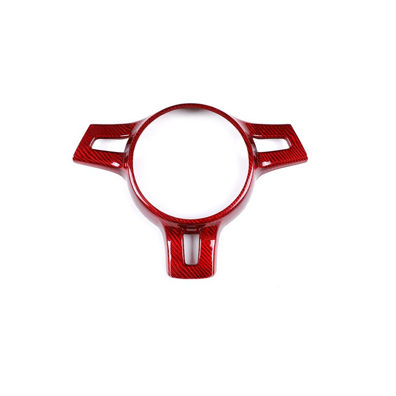 Red Real Carbon Fiber Steering Wheel Trim Cover For Porsche 911 2010-2015 6