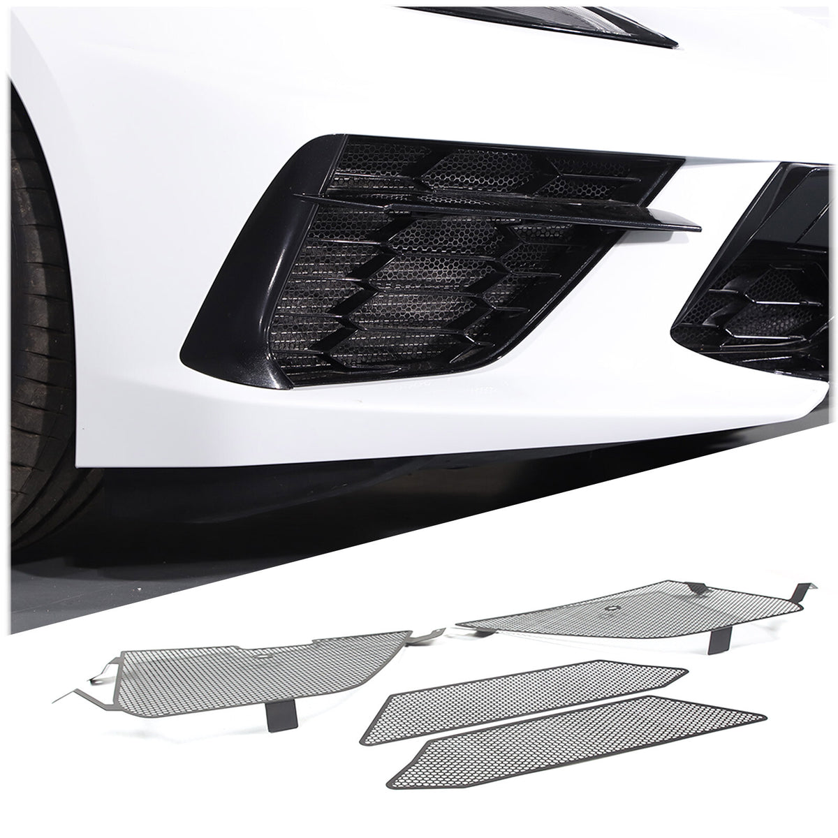 Front GRILL GUARD Side Vent Intake Mesh Grille Insert W/ Screws For Corvette C8 6