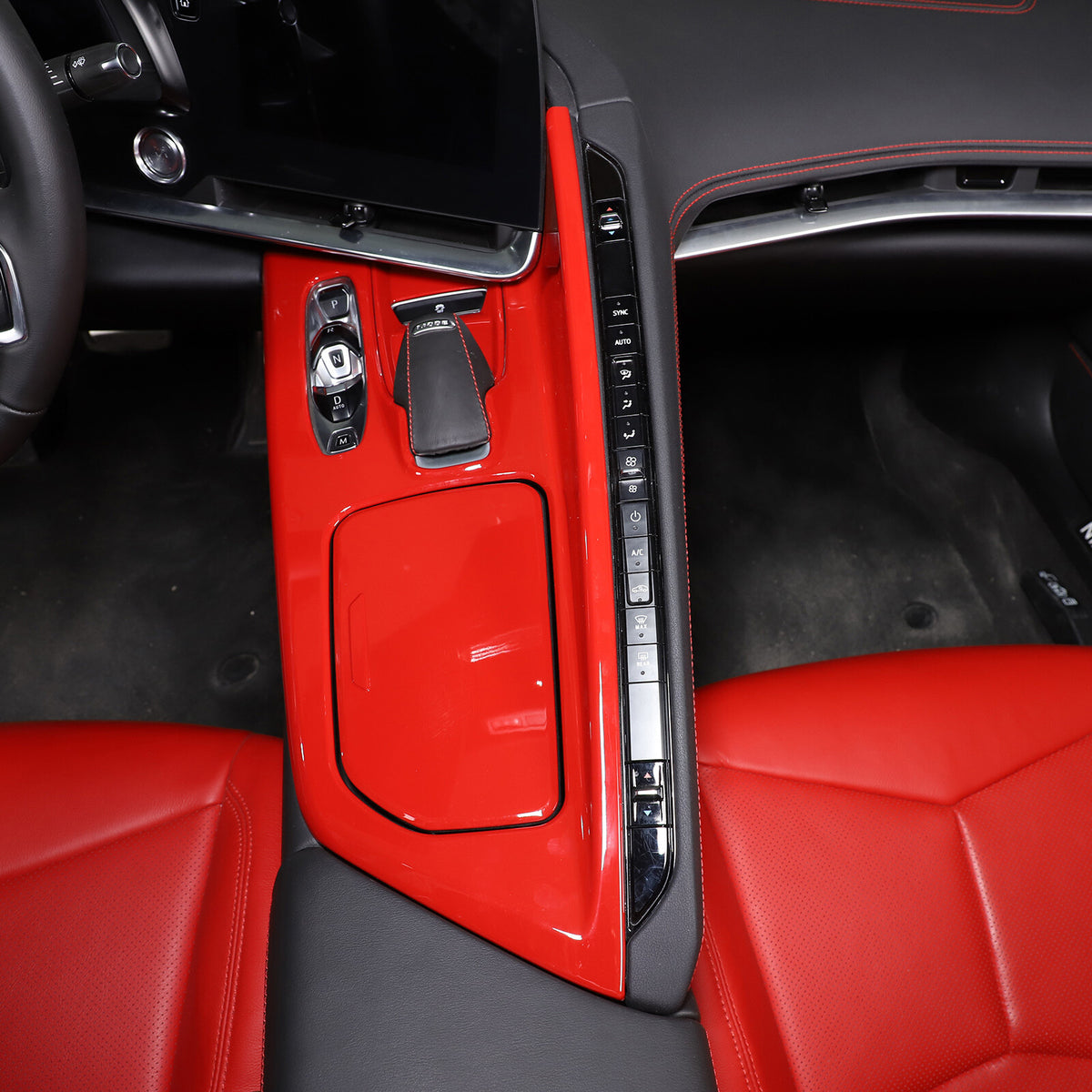 Red ABS Center Console Frame Trim Cover Fit for Corvette C8 2020-2025 6