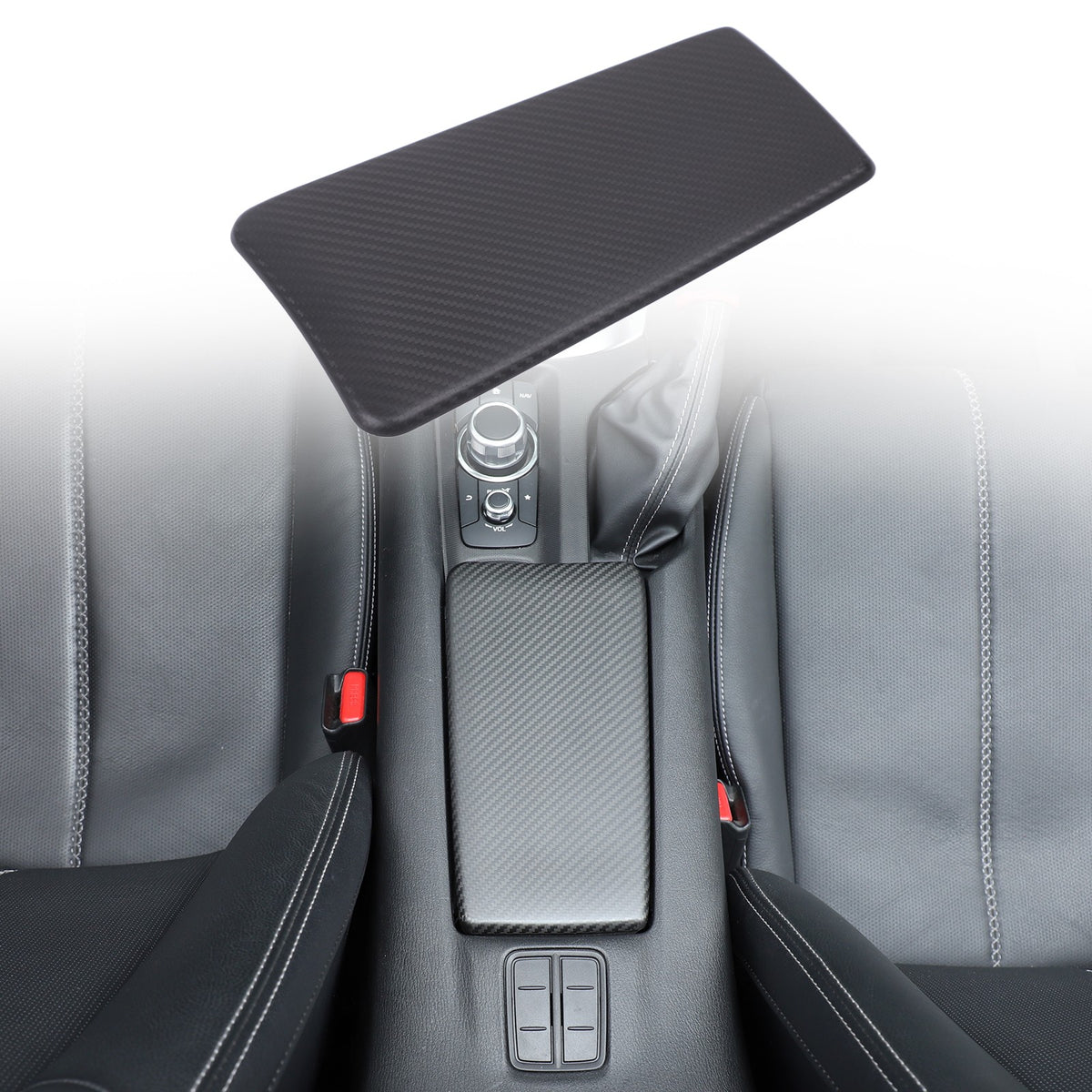 Matte Real Carbon Fiber Center Console Armrest Trim For Mazda MX-5 Miata 2016+ 18
