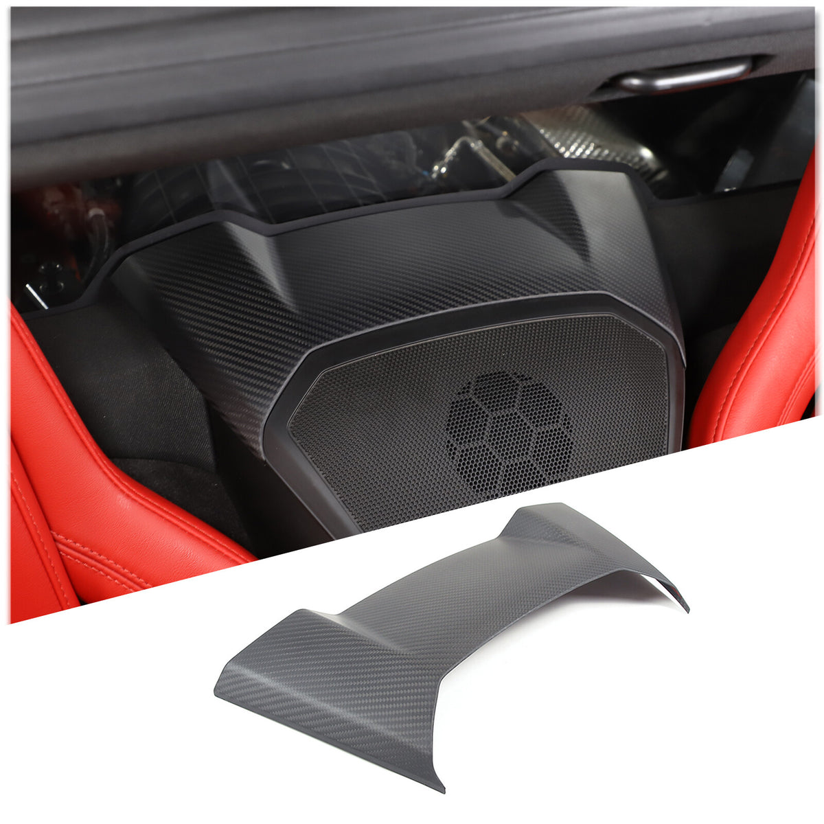 Matte Carbon Fiber Rear Speaker Top Panel Cover For C8 Corvette Coupe 1LT 20-26 2
