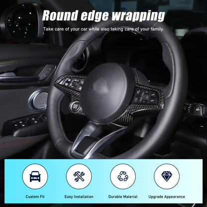 Real Carbon Fiber Steering Wheel Cover Trim for Alfa Romeo Tonale 2023-2024 US 20