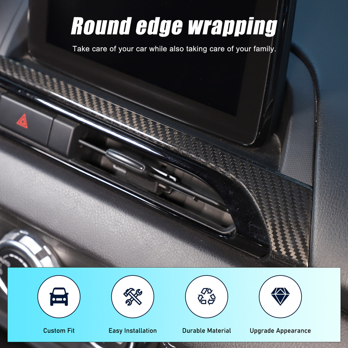Real Carbon Fiber Center Console air outlet Trim Cover For Mazda MX-5 Miata 16+ 4