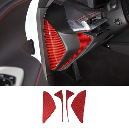 Red Soft Carbon Fiber Interior Decor Trim Kit Cover Set For Corvette C8 20-25 174