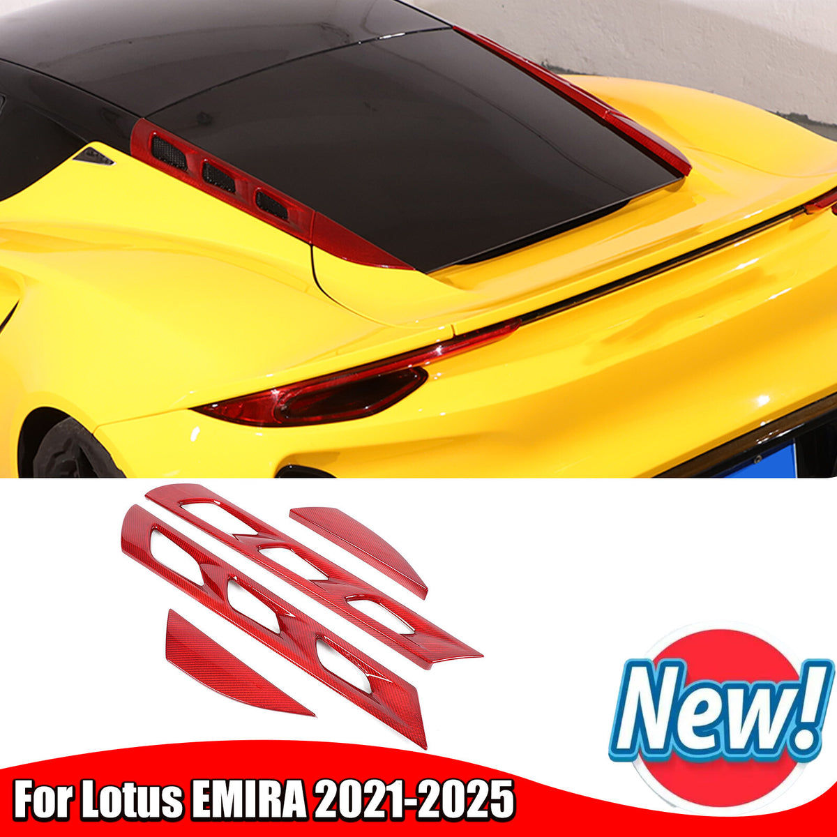 Red Real Carbon Fiber Interior Exterior Conosle Trim Cover For Lotus EMIRA 21-25 206