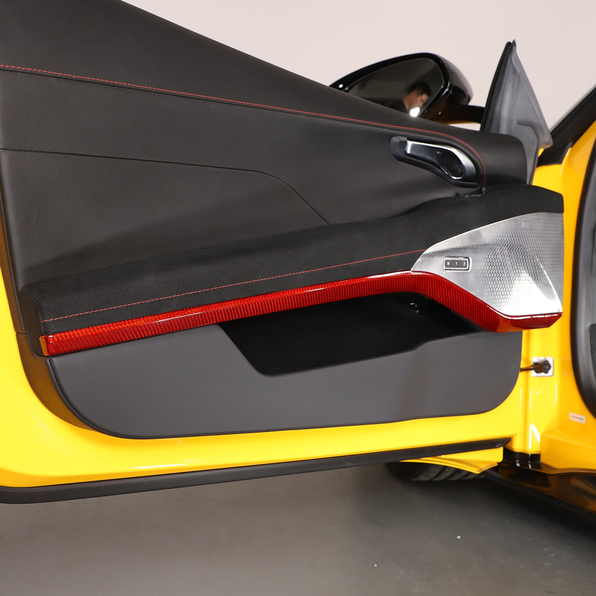 Red Real Carbon Fiber Interior Inner Door Panel Trim For Lotus Emira 2021-2023 9