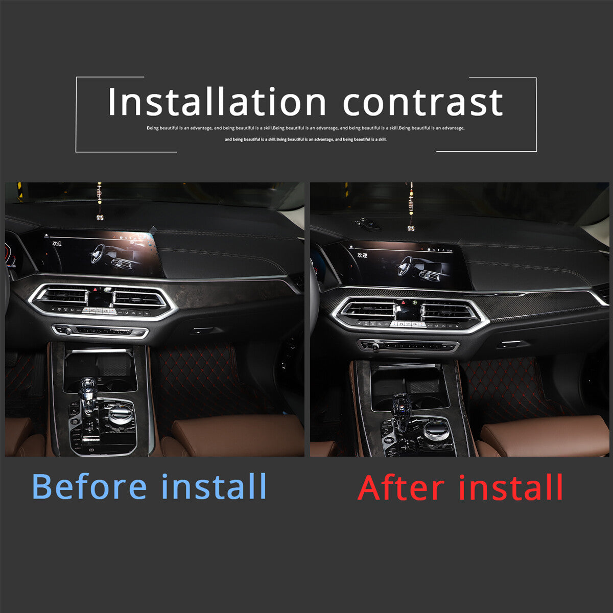 Real Carbon Fiber Interior Dashboard Panel Cover Trim For BMW X5 2019-2023 US 18