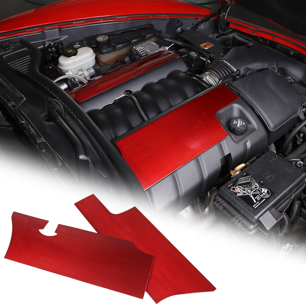 Red Real Carbon Fiber Engine hood Protection Cover Trim for corvette C6 05-13 12