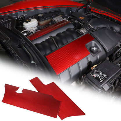 Red Real Carbon Fiber Engine hood Protection Cover Trim for corvette C6 05-13 12
