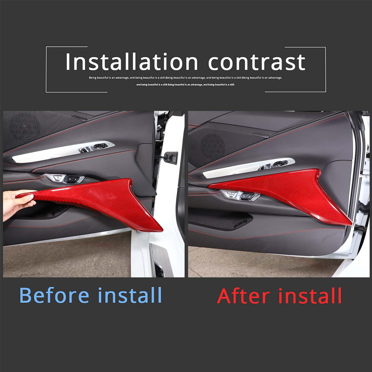 Red Real Carbon Fiber Door Panel Trim for Corvette C8 Z07 Z06 Z51 E-Ray HTC 20+ 8