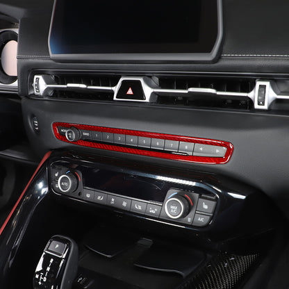 Red Carbon Fiber Central Control Volume Panel Decor Trim For Toyota Supra 19-24 6