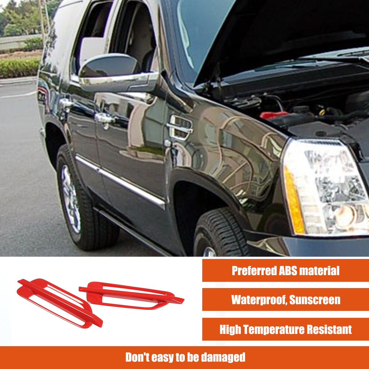 Sport Red ABS Side Fender Trim Cover For Cadillac Escalade 2007-2014 8