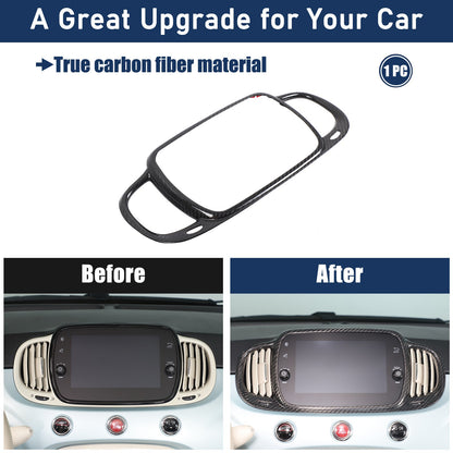 Real Carbon Fiber Center Air Vent Trim For Fiat 500/Abarth 595 695 21-23 US 23