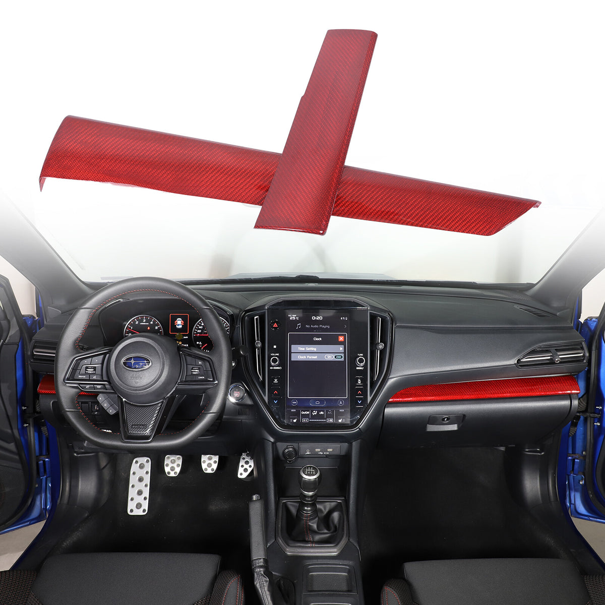Red Real Carbon Fiber Center Console Panel Trim For Subaru WRX VB Crosstrek 22+ 21