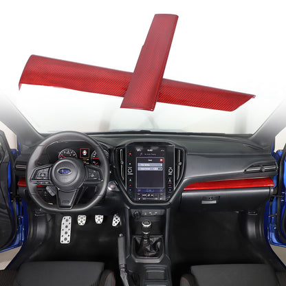 Red Real Carbon Fiber Center Console Panel Trim For Subaru WRX VB Crosstrek 22+ 21