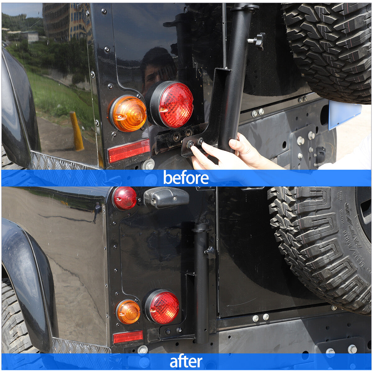 Alloy Right Tailgate Flag Pole & Antenna Bracket For Land Rover Defender 04-19 5