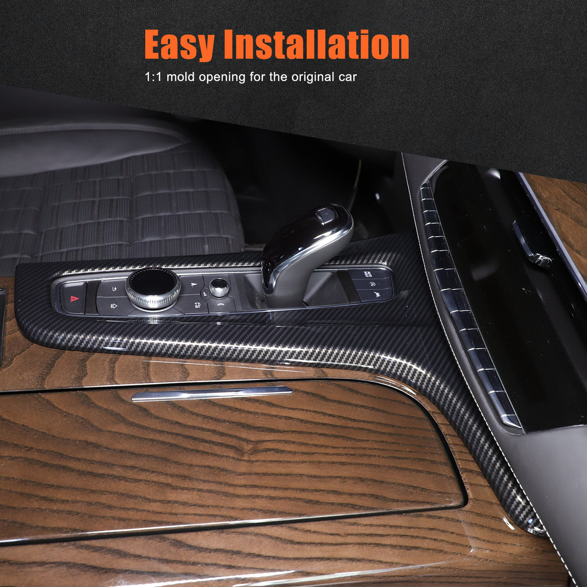 Carbon Fiber ABS Center Control Gear Trim Panel For Cadillac Escalade 21-23 US 7
