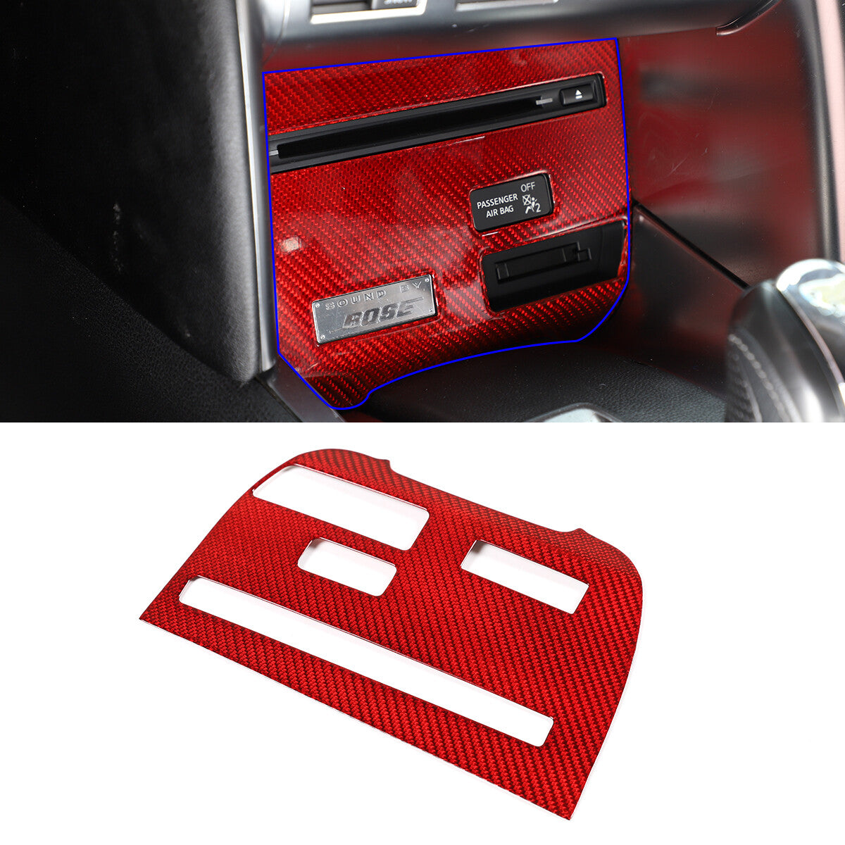 Red Real Carbon Fiber Interior Center Trim Cover Kit For Nissan GTR R35 2008-16 3