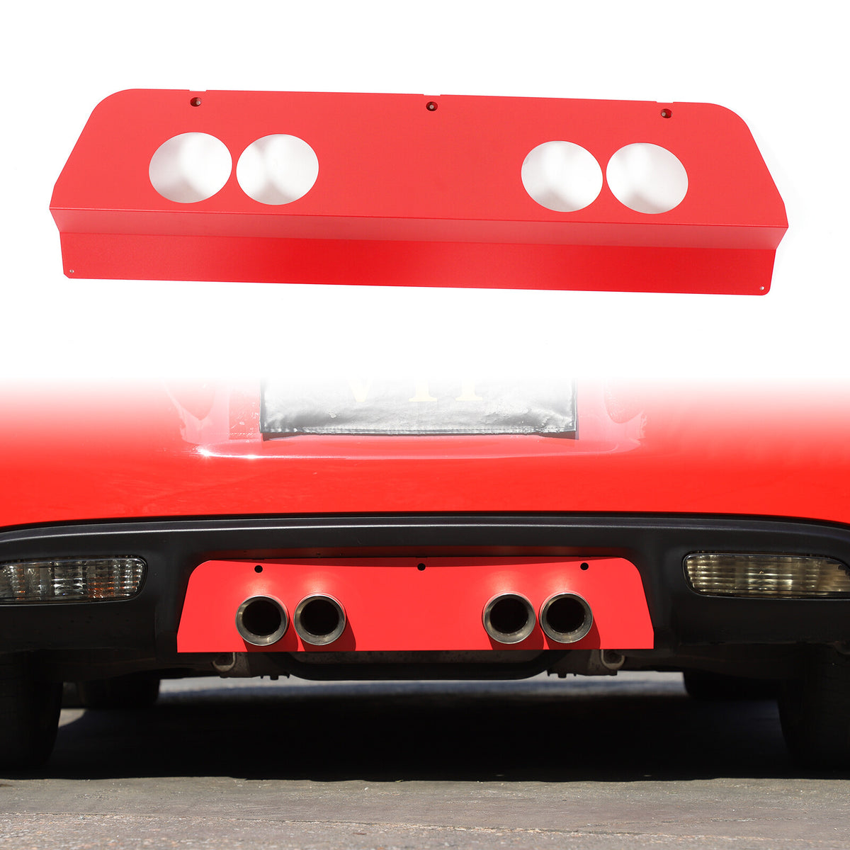 Red Stainless Steel Exhaust Filler Panel trim For Corvette C6 2005-2013 4