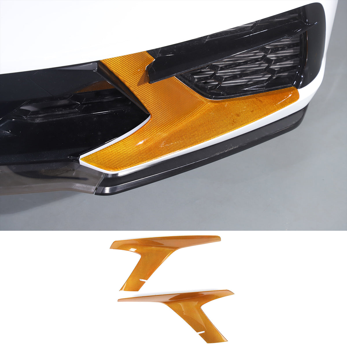 Yellow Carbon Fiber Front Bumper Grille Bezel Cover For Corvette C8 Z51 2020-26 20