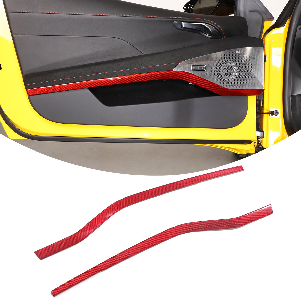 Red Real Carbon Fiber Interior Inner Door Panel Trim For Lotus Emira 2021-2023 2