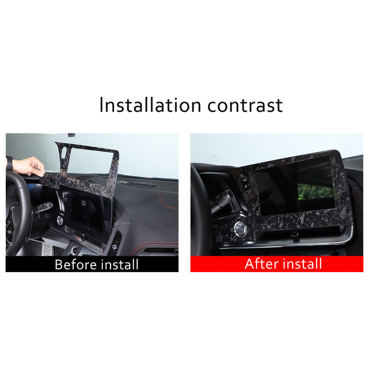 Forged Real Carbon Fiber Dashboard Navigation Srceen Frame Trim For Corvette C8 20