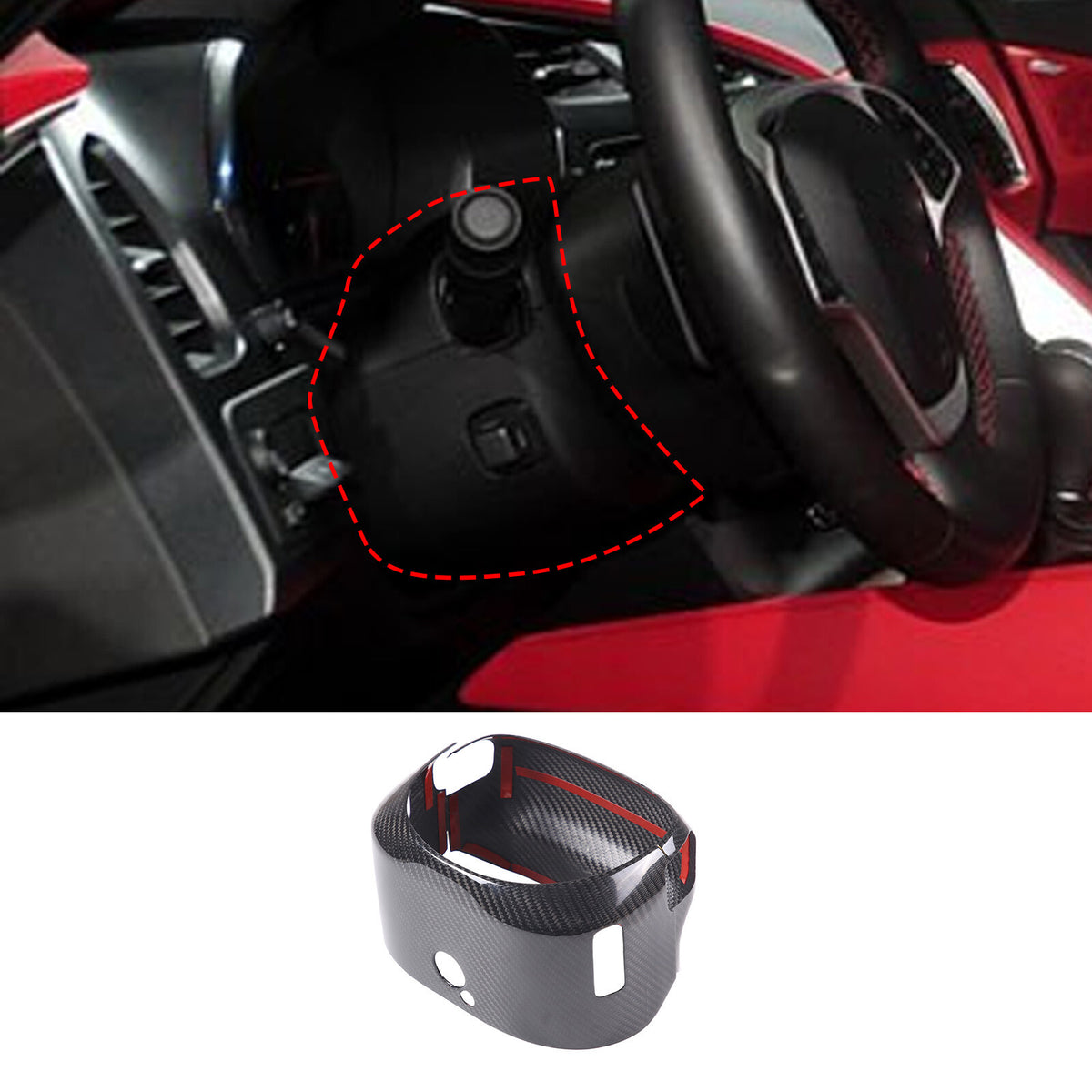 Real Carbon Fiber Interior Dashboard Trim Cover Decor Kit For Corvette C7 14-19 191