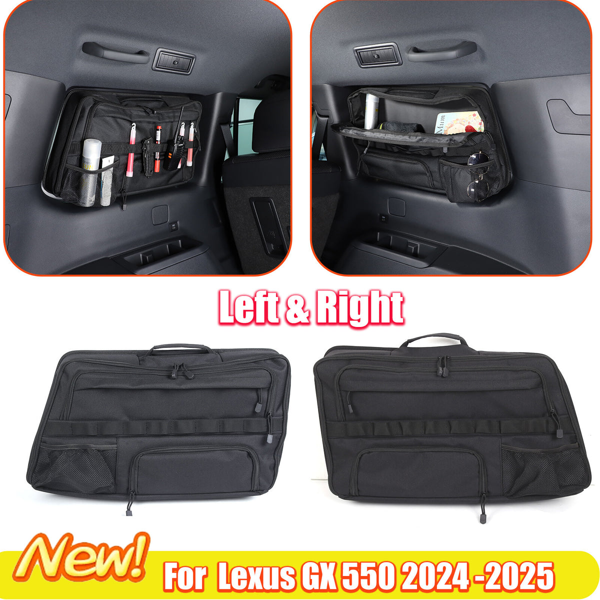 Car Trunk Left & Right Side Window Storage Bag For Lexus GX550 2024-2025 1