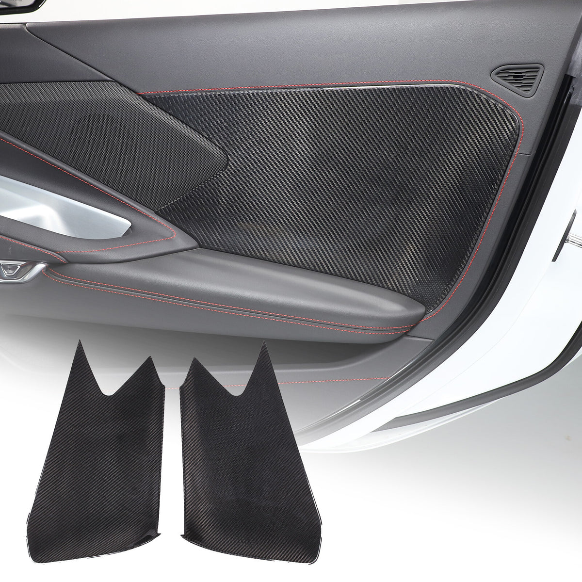 Real Carbon Fiber Interior Door Cover Trim Decoration for Corvette C8 2020-26 2