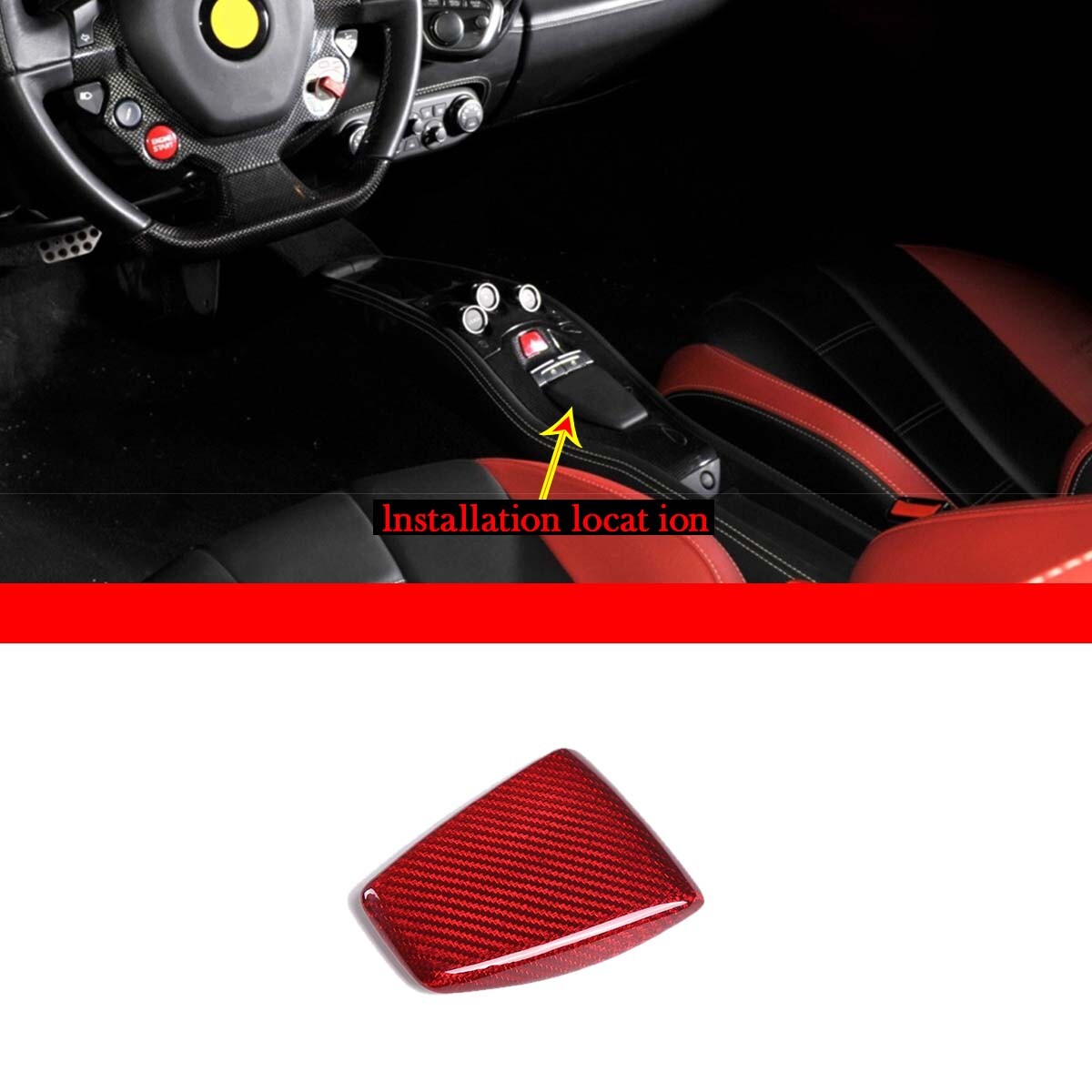 Red Real Carbon Fiber Center Interior Set Cover Trim Kit For Ferrari 458 2011-16 59