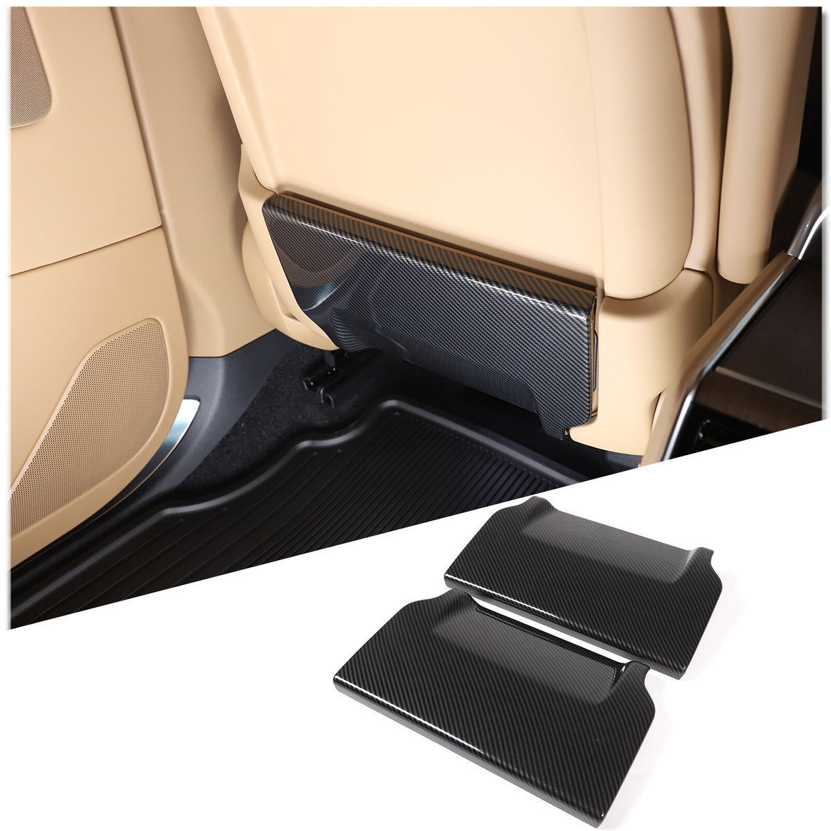 ABS Carbon Fiber Seat Back Anti-kick Panel Trim Cover For Range Rover Vogue 18+ 17