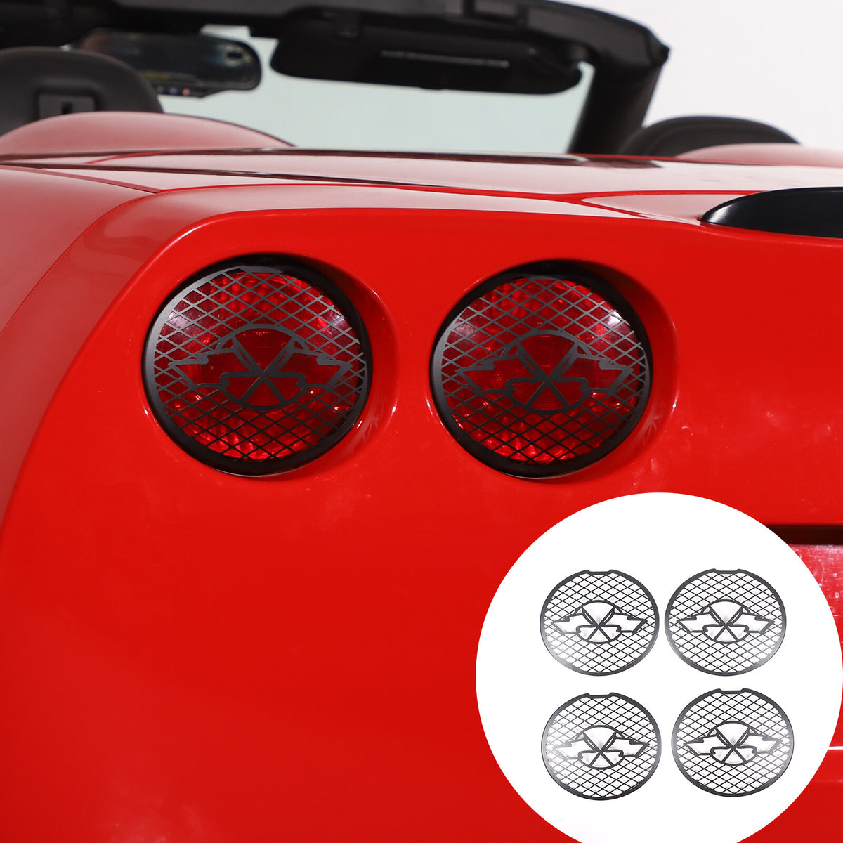 Black Stainless Steel Tail Light Trim Grills for Corvette C6 GS/Z0 /ZR1 05-13 US 3