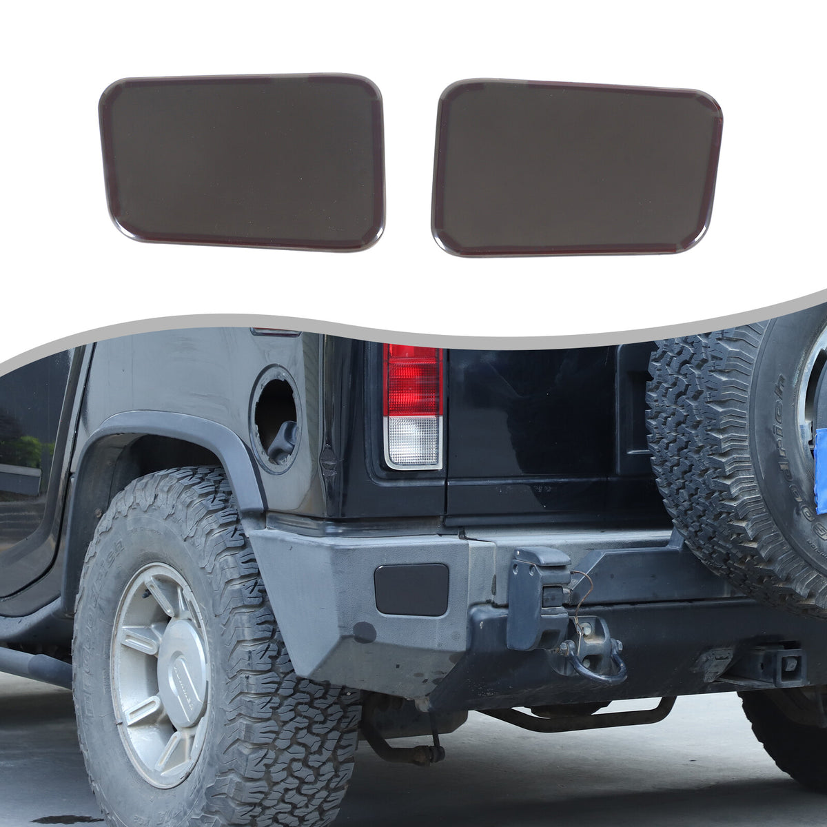 Smoked Black Rear Tail Light Lamp Decor Cover Trim For Hummer H2 2003-2009 2