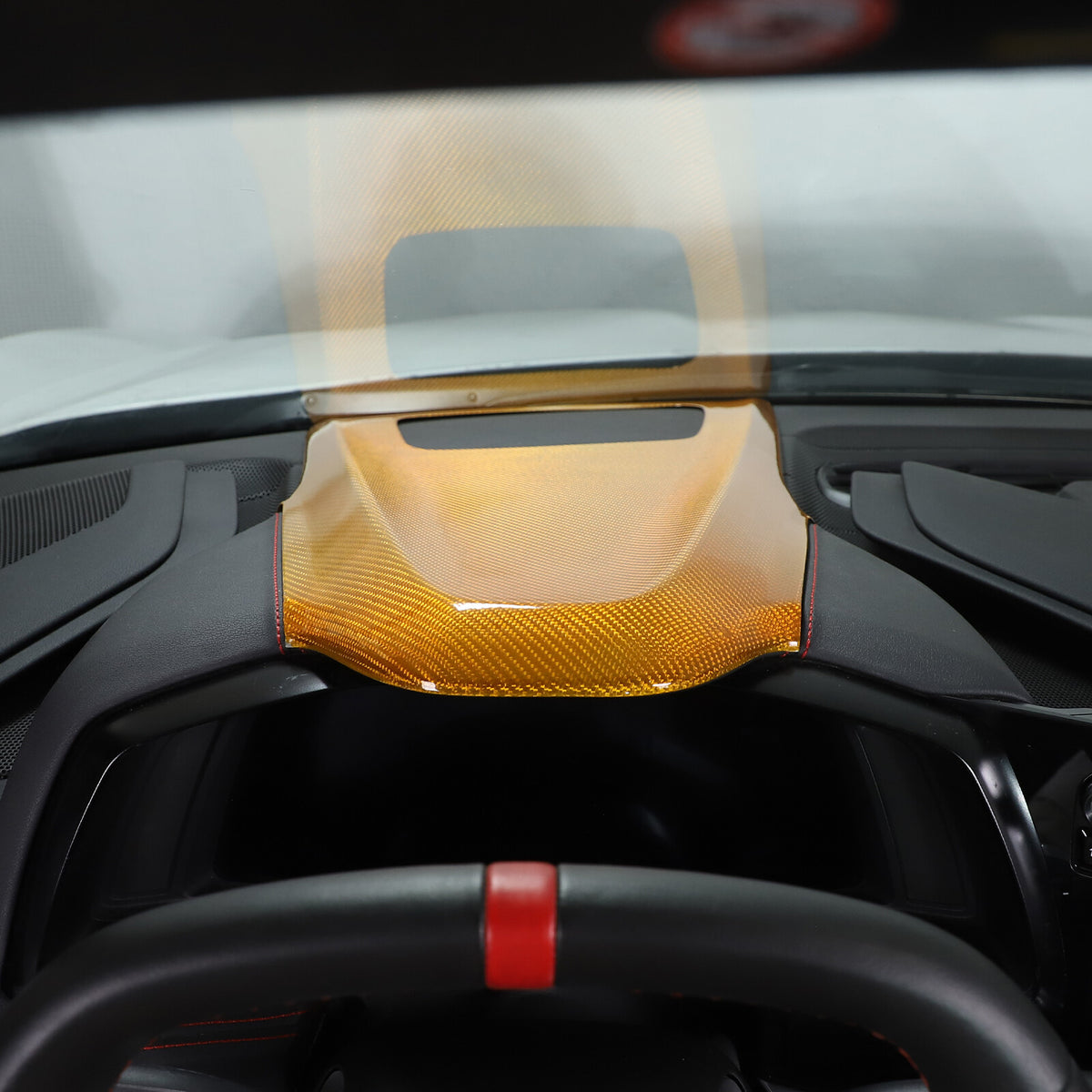 Yellow Carbon Fiber Dash Instrument Cover Trim W/ HUD For Corvette C8 20-25 4