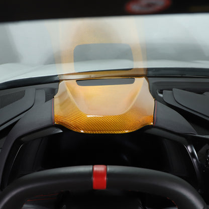 Yellow Carbon Fiber Dash Instrument Cover Trim W/ HUD For Corvette C8 20-25 4