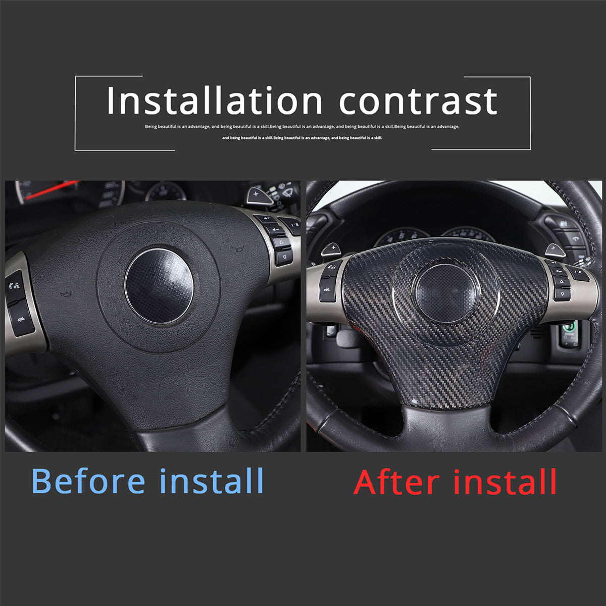 Real Dry Carbon fiber Center Steering wheel trim cover For Corvette C6 05-13 US 6