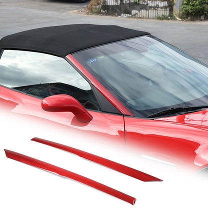 Red Carbon Fiber Exterior Windshield A-Pillar Cover Trim For Corvette C6 05-13 1