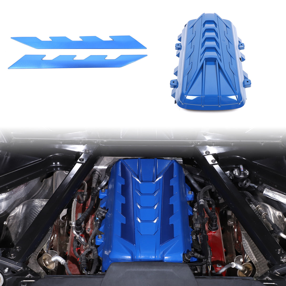 Blue Engine Bay Panel Cover Trim in Edge Blue For Corvette Coupe C8 2020-2026 7