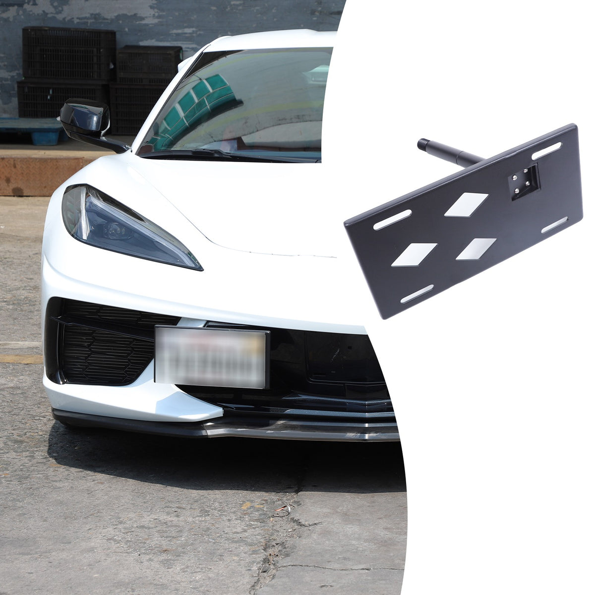 Front License Plate Side Mount Bracket US Version For Corvette C8 2020+ 19