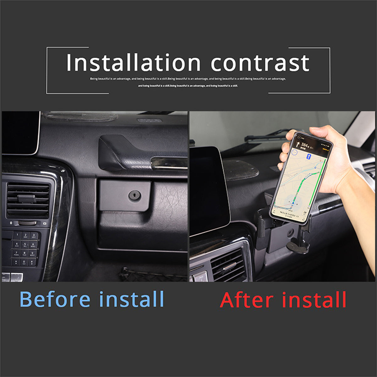 Center Console Cup Holder & Phone Mount Stander For Mercedes G-Class 2007-18 US 3