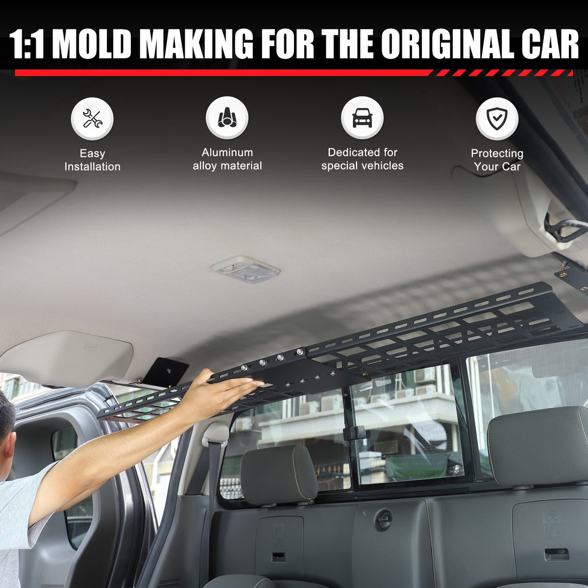 Aluminum Rear Roof Hanging Rack Molle Panel For Nissan Frontier King Cab 2009-17 3