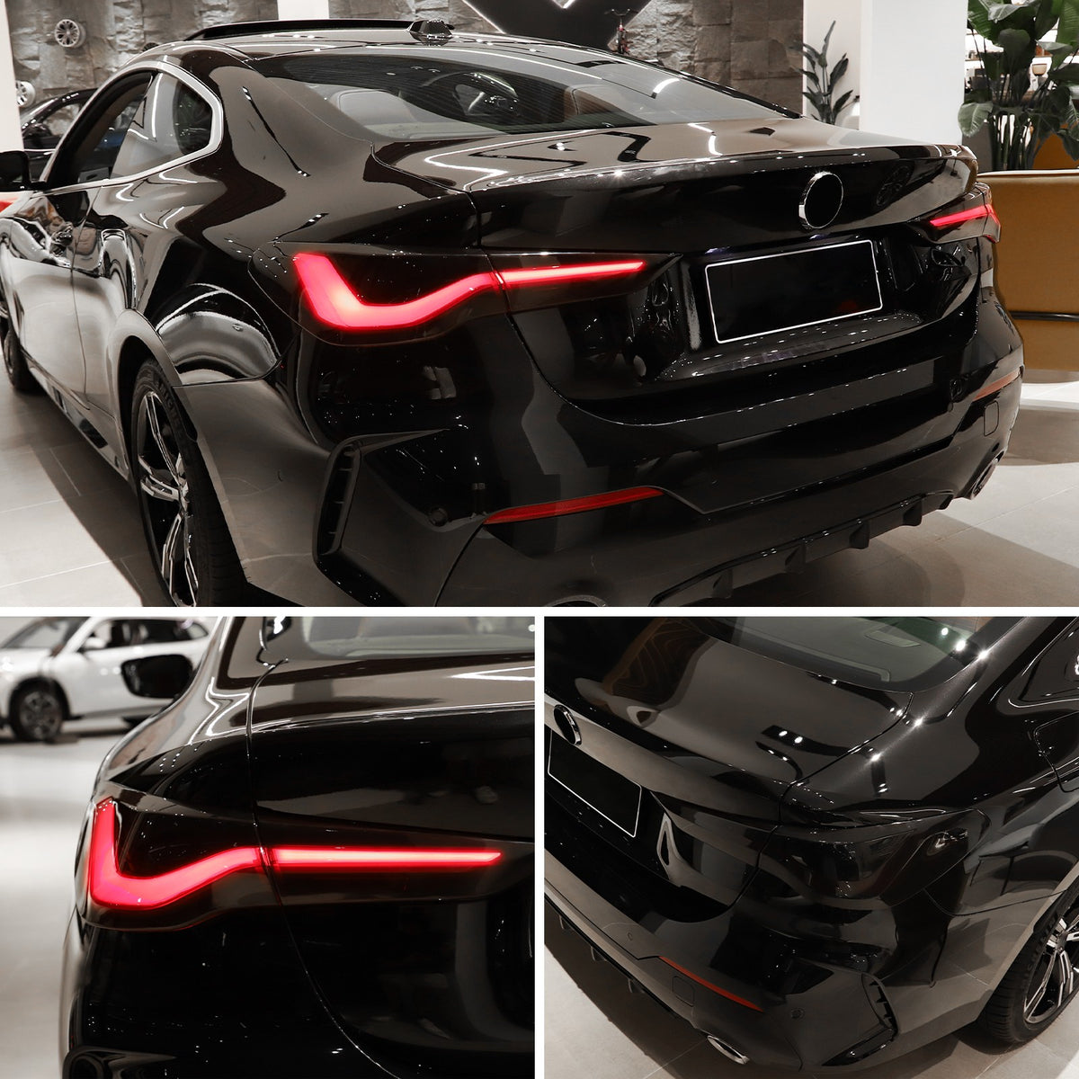 Smoked Rear Tail Light Guard Decor Cover Trim Bezels For BMW 4 Series 2021+ 17