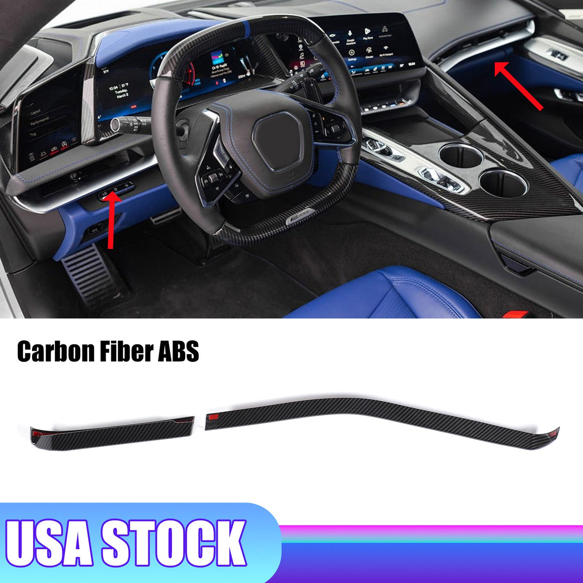 Carbon Fiber ABS Dashboard Side Air Vent Trim Cover For Corvette C8 2026+ US 1